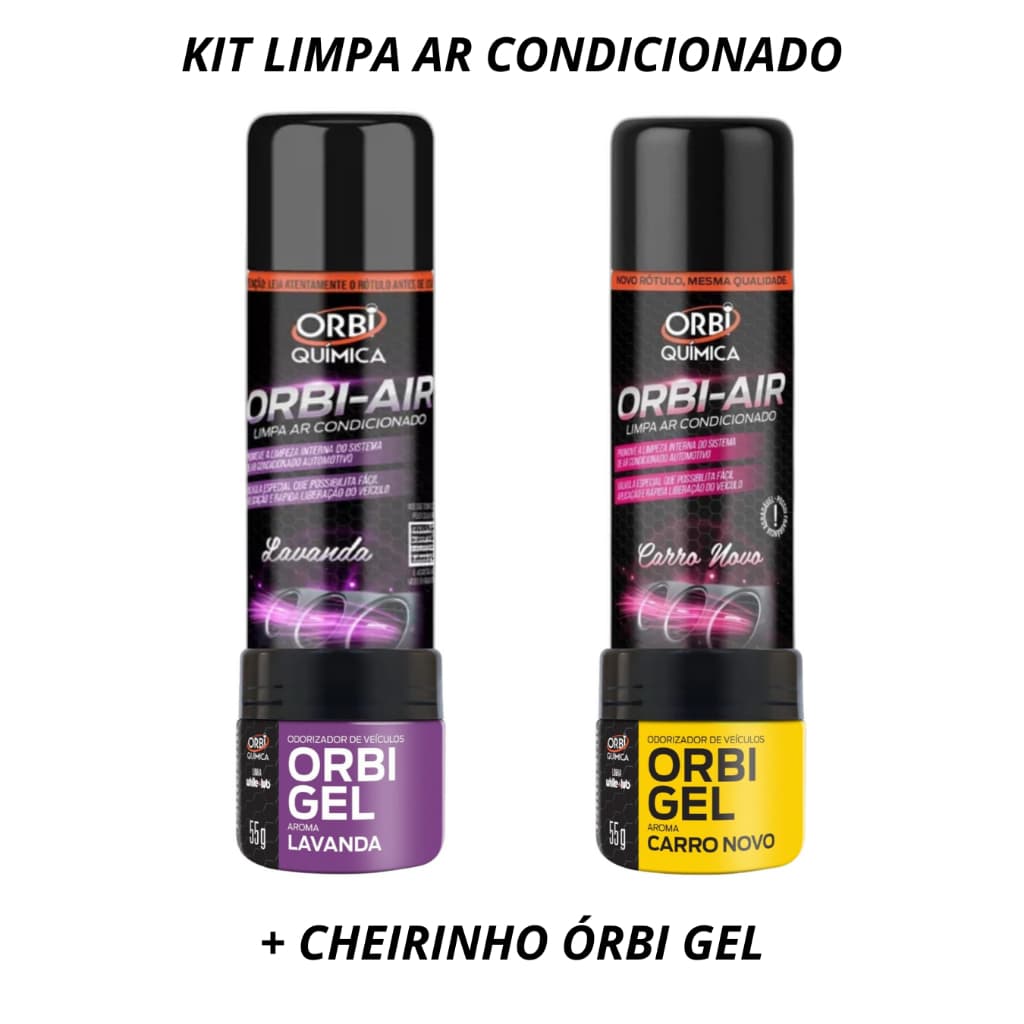 KIT Limpa Ar Condicionado + cheirinho carro novo e lavanda aromatizante carro casa caminhão órbigel