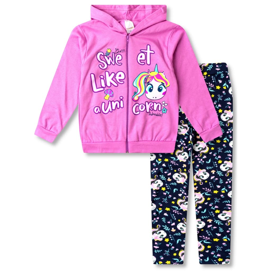 Conjunto Moletom Infantil Feminino Roupa Menina Inverno 2 Peças - 1 Jaqueta e 1 Calça