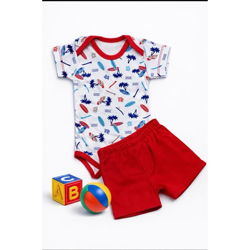 Kit Conjuntos Menino Menina Roupa de Bebê Verão Body + Bermuda Sortidos Enxoval De Bebê Menino Menina