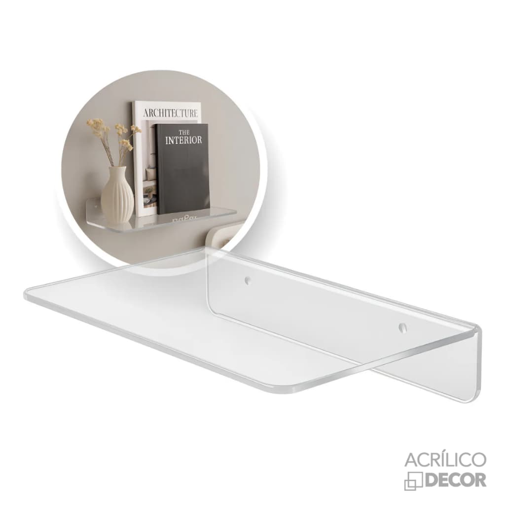 Prateleira de Parede em Acrílico Suporte p/ Tempero - Flutuante, Invisível - Organização, Decoração