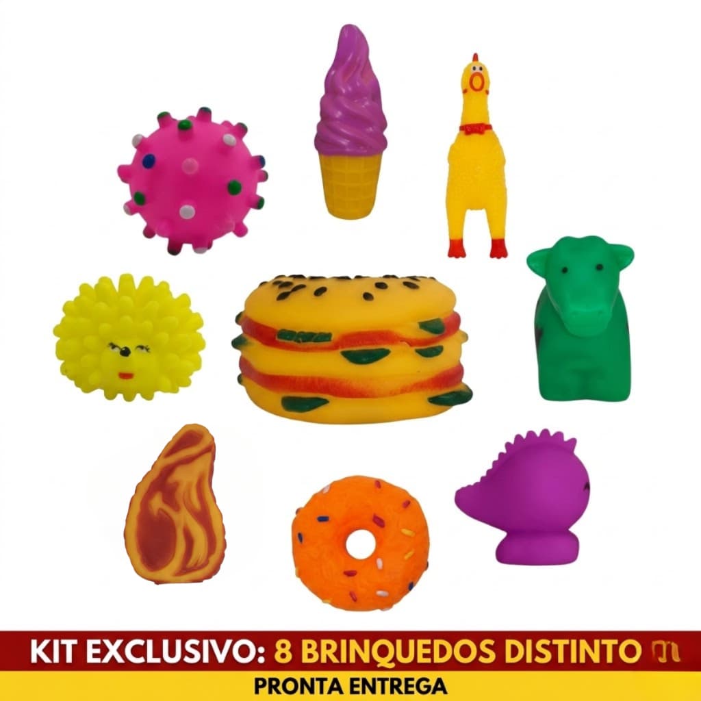 Kit Pet 8 Brinquedo Mordedor Para Cachorro Brinquedos De Borracha Para Cães