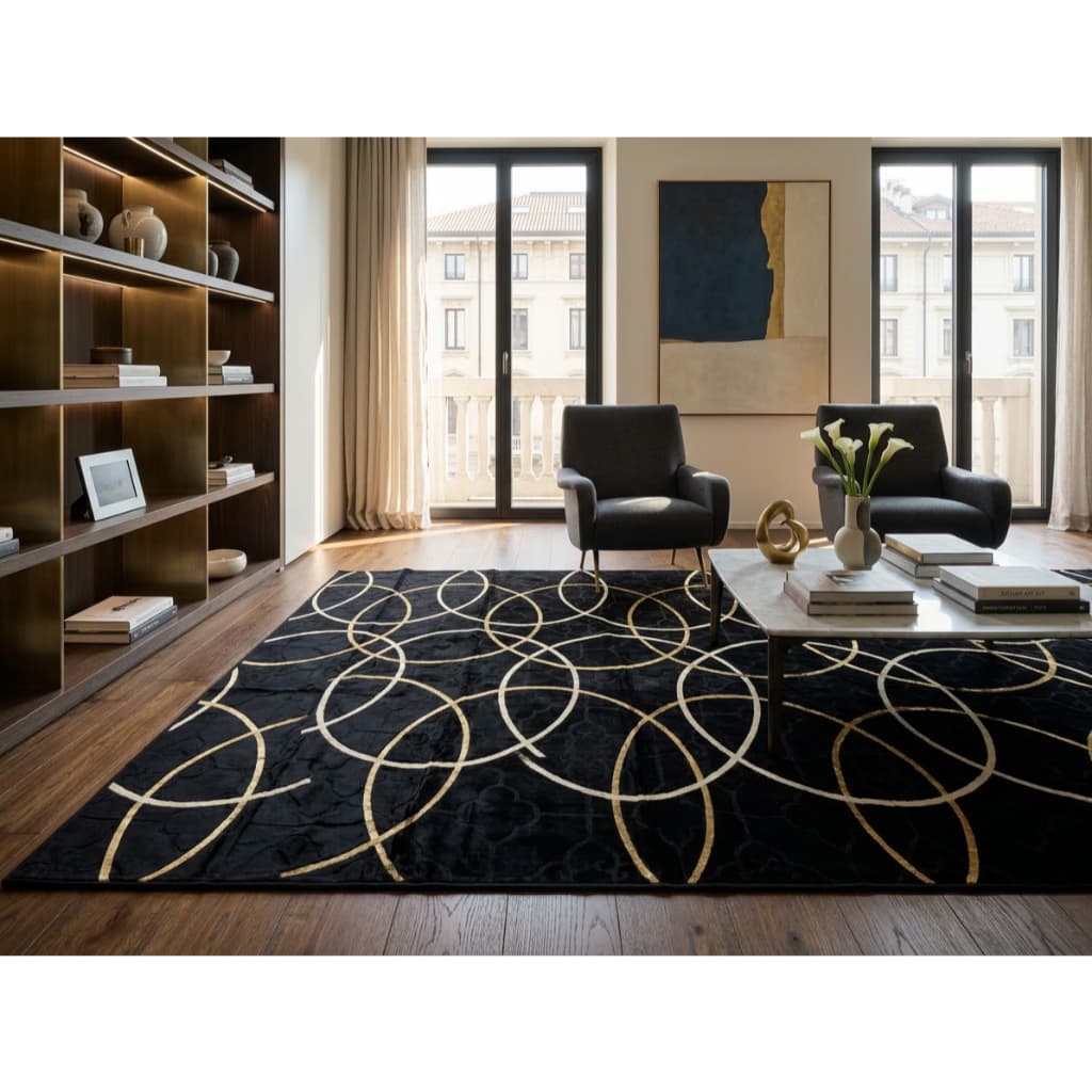 Tapete Sala Quarto Geomético 2,0x3,0 Mt Antiderrapante Ins Flannel Grande Estampado