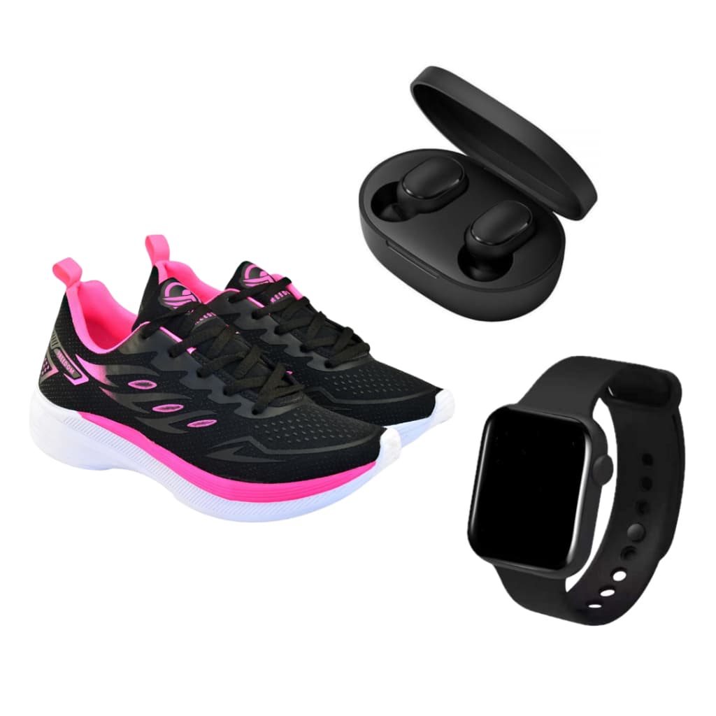 Tênis Feminino Esportivo Academia + Relógio + Fone Sem Fio