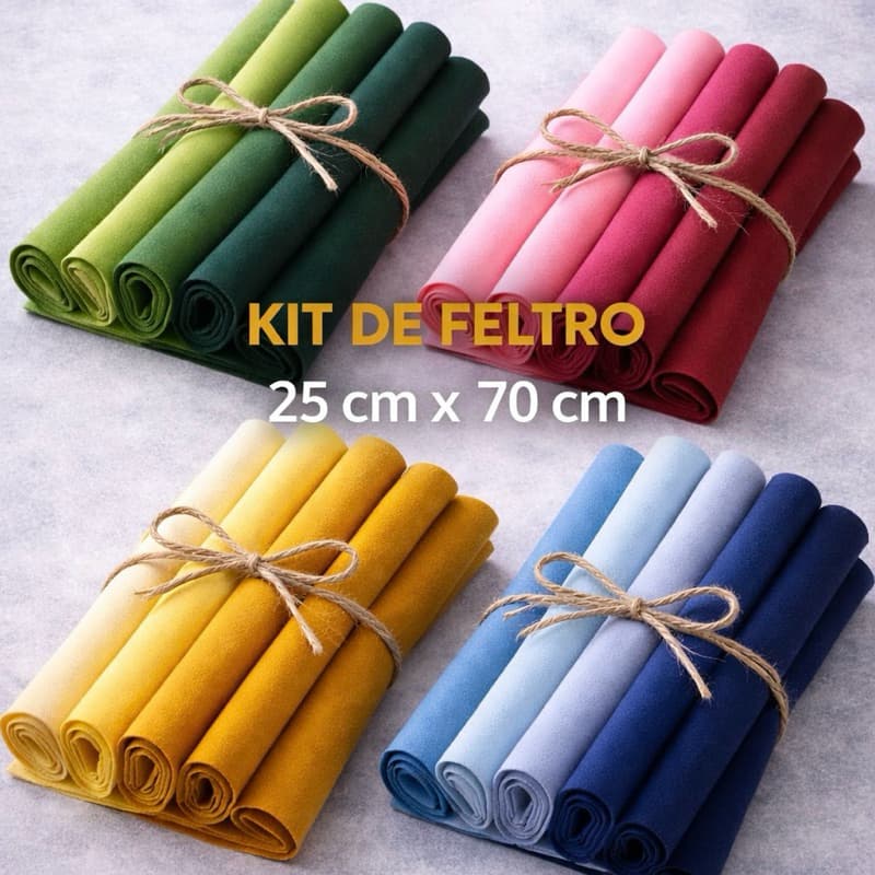 Kit Feltro Colorido 25x70cm – 4 Peças | Feltro Para Artesanato, DIY, Costura e Patchwork