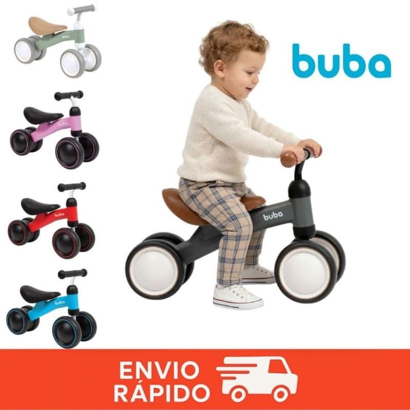 Bicicleta Equilíbrio Infantil Andador Buba Sem Pedal 4 Rodas Bebê Buba Criança Diversão