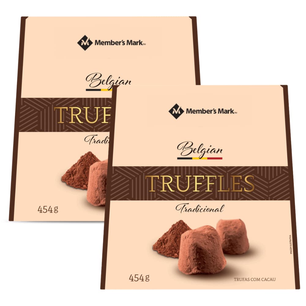 Kit 2 Caixas Chocolate Belga Members Mark 454g – Trufas Premium Importadas com Sabor Intenso