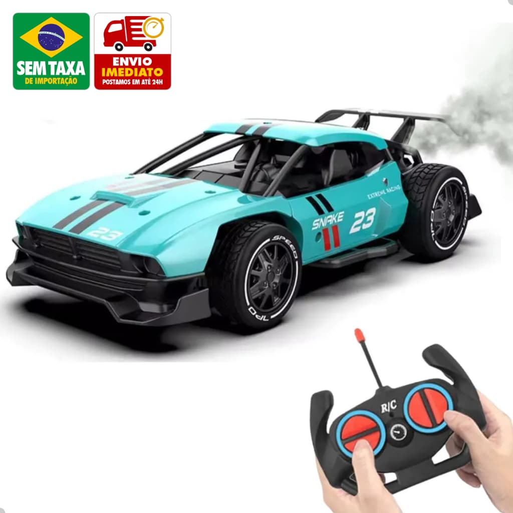 Carrinho Controle Remoto 1:22 Recarregável Luz Fumaça Drift 4 Funções Carro RC Infantil