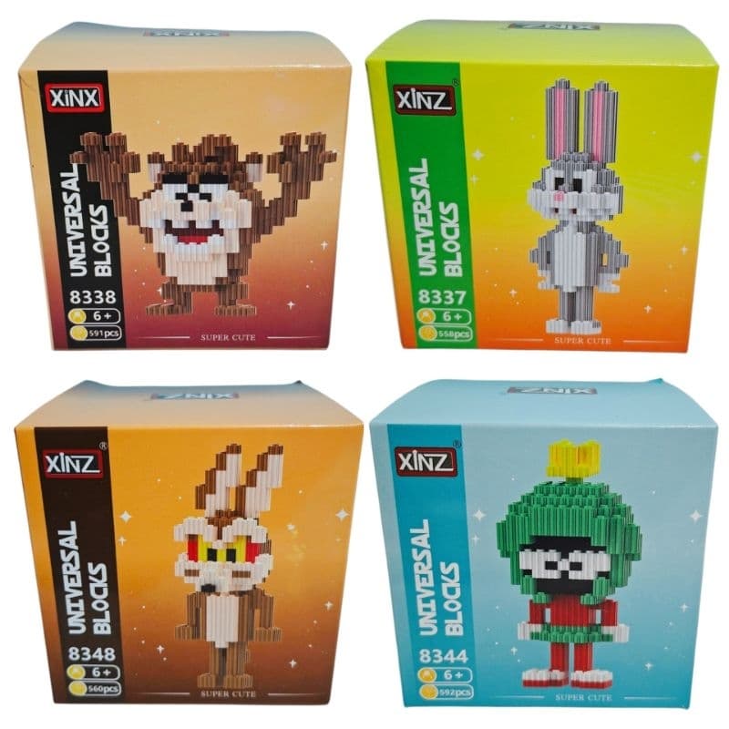 Mini Blocos de Montar Looney Tunes XINZ 550+ Peças Estilo Lego marcianinho Taz coiote Pernalonga Colecionável +6 Anos
