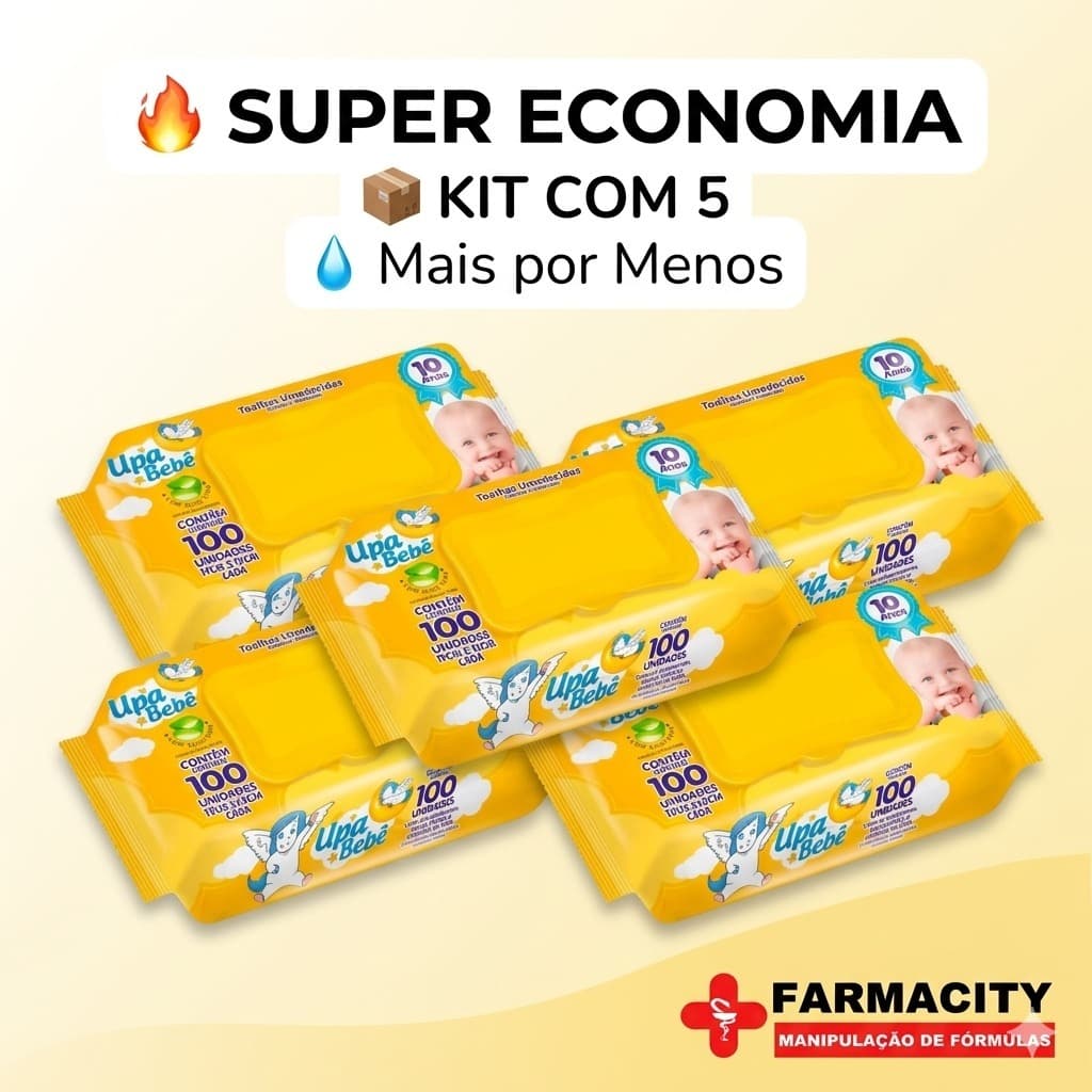 Kit 5 Lenços Umedecidos Upa Bebê 100un Sem Álcool Hipoalergênico Oferta