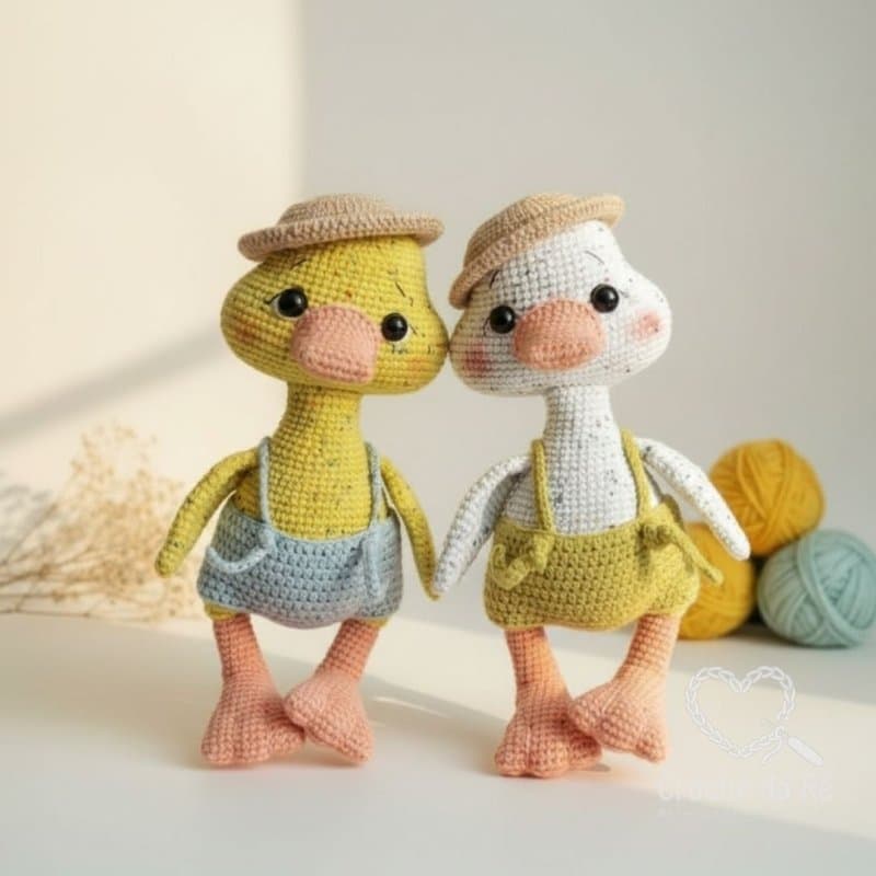 Casal Patinhos Apaixonados Kit Amigurumi – Dupla em Crochê Artesanal Feita à Mão