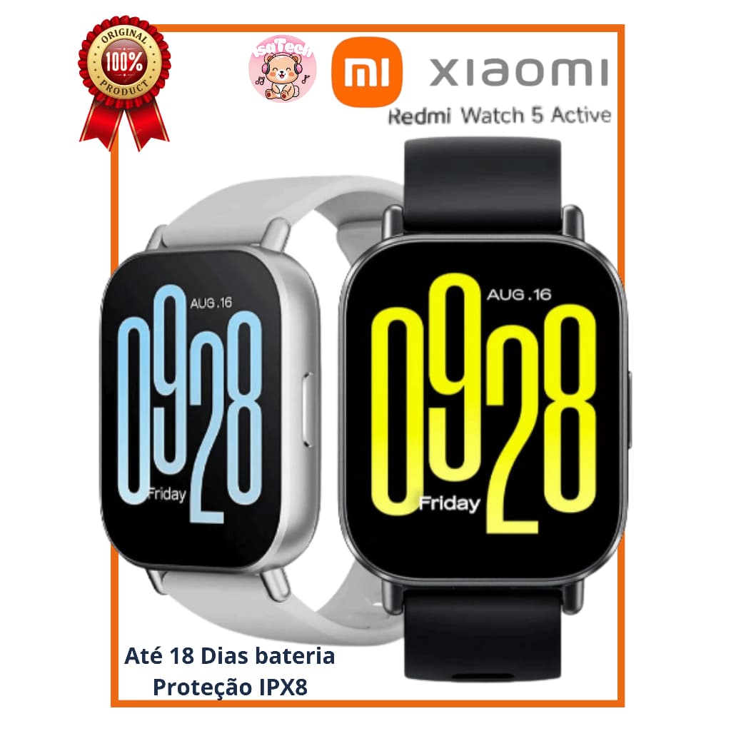 Smartwatch Xiaomi Redmi Watch 5 Active Preto ou Cinza Relógio Inteligente com Alexa