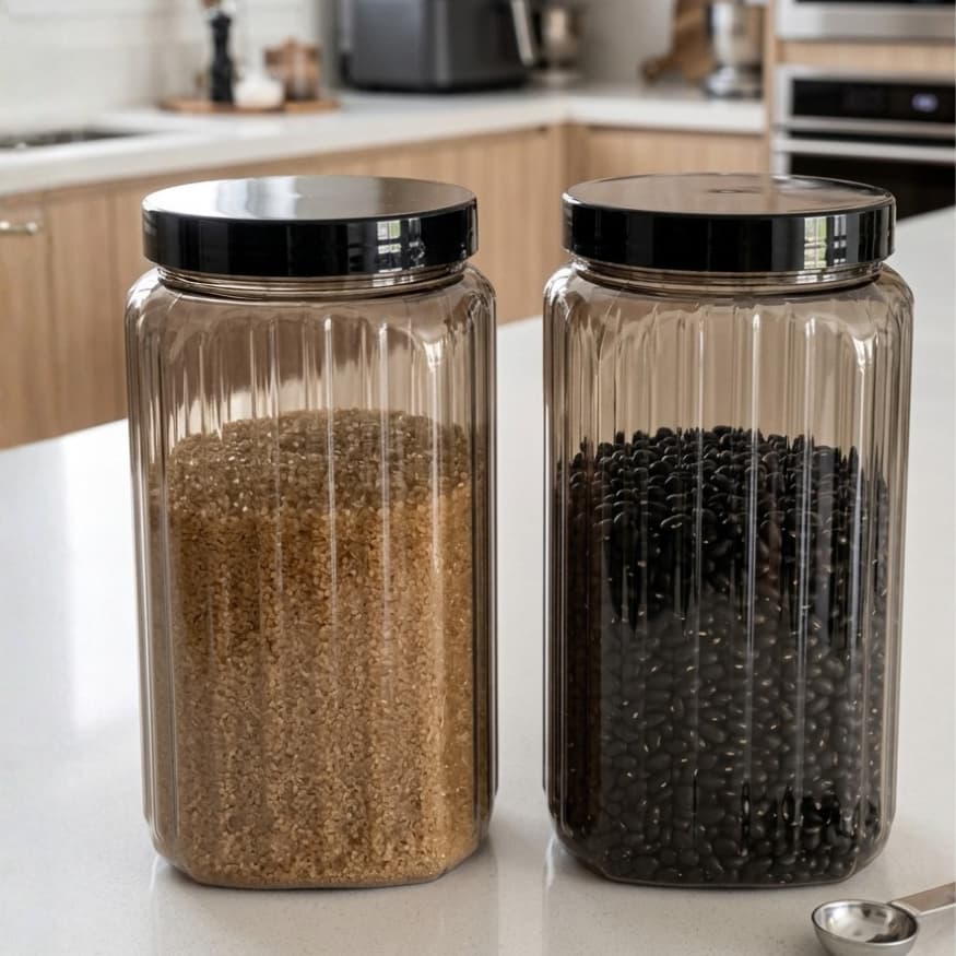 2 Pote Plástico Fileto 2,5LT Cozinha Porta Mantimentos Organizador Multiuso Premium