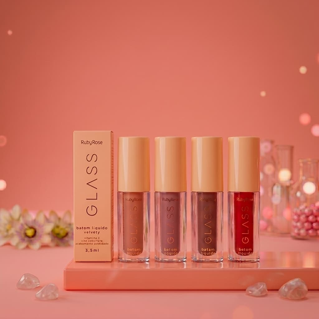 Batom Líquido Matte Longa Duração Ruby Rose Velvet Glass Hidratante À Prova D'água