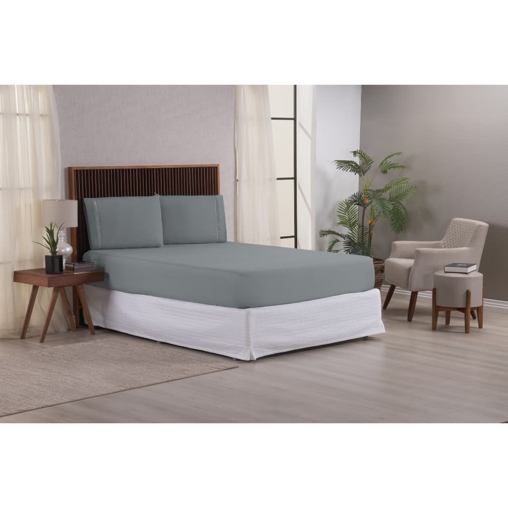Kit Lençol Jogo De Cama Casal 400 Fios Micropercal com Ponto Palito