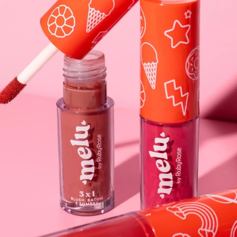 Novas Cores Blush Líquido Batom Sombra 3x1 Melu Ruby Rose - Longa Duração | Matte