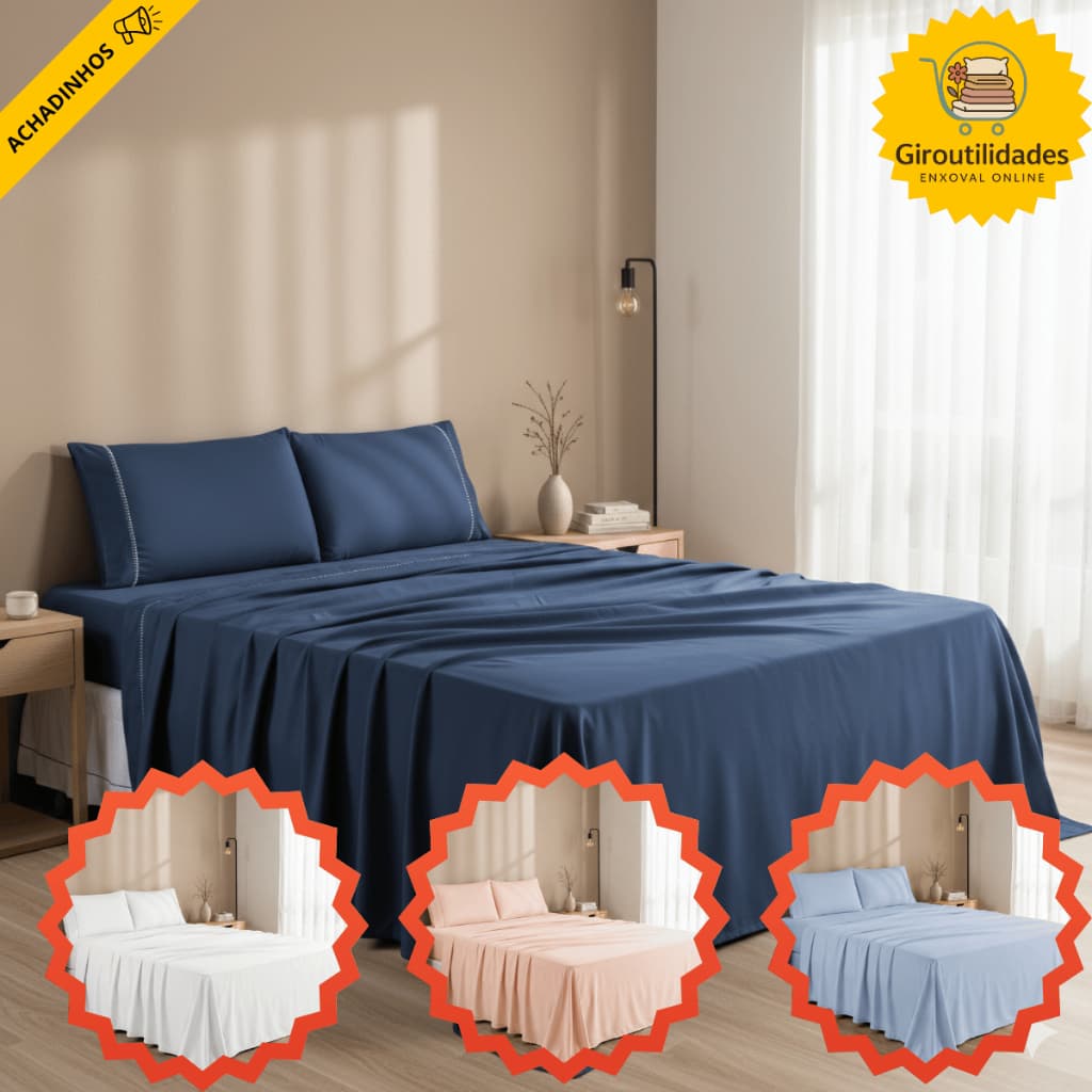 Jogo de Lençol 4 Peças 400 Fios Micropercal Cama Casal Padrão Ponto Palito Percal Roupas de Cama