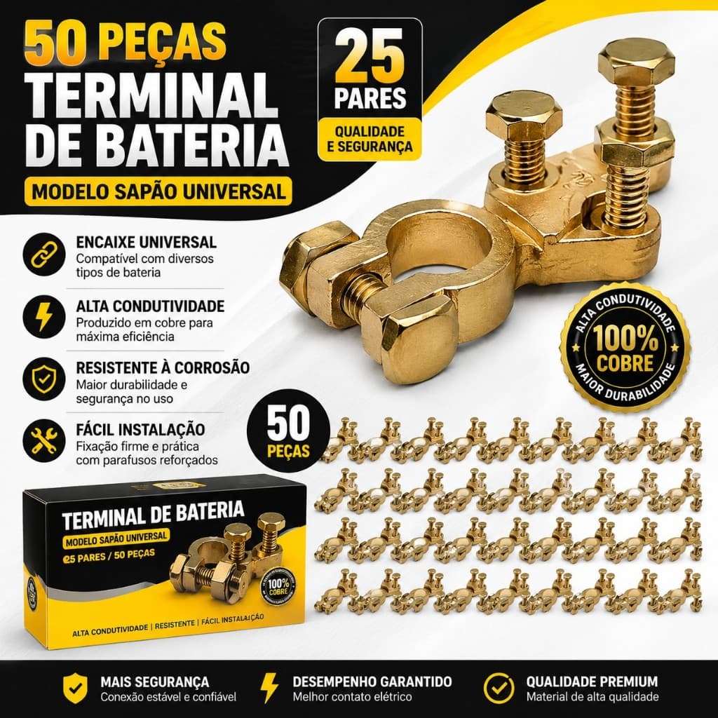 50 Peças Terminal De Bateria Universal Modelo ( Sapão) Formando 25 Pares