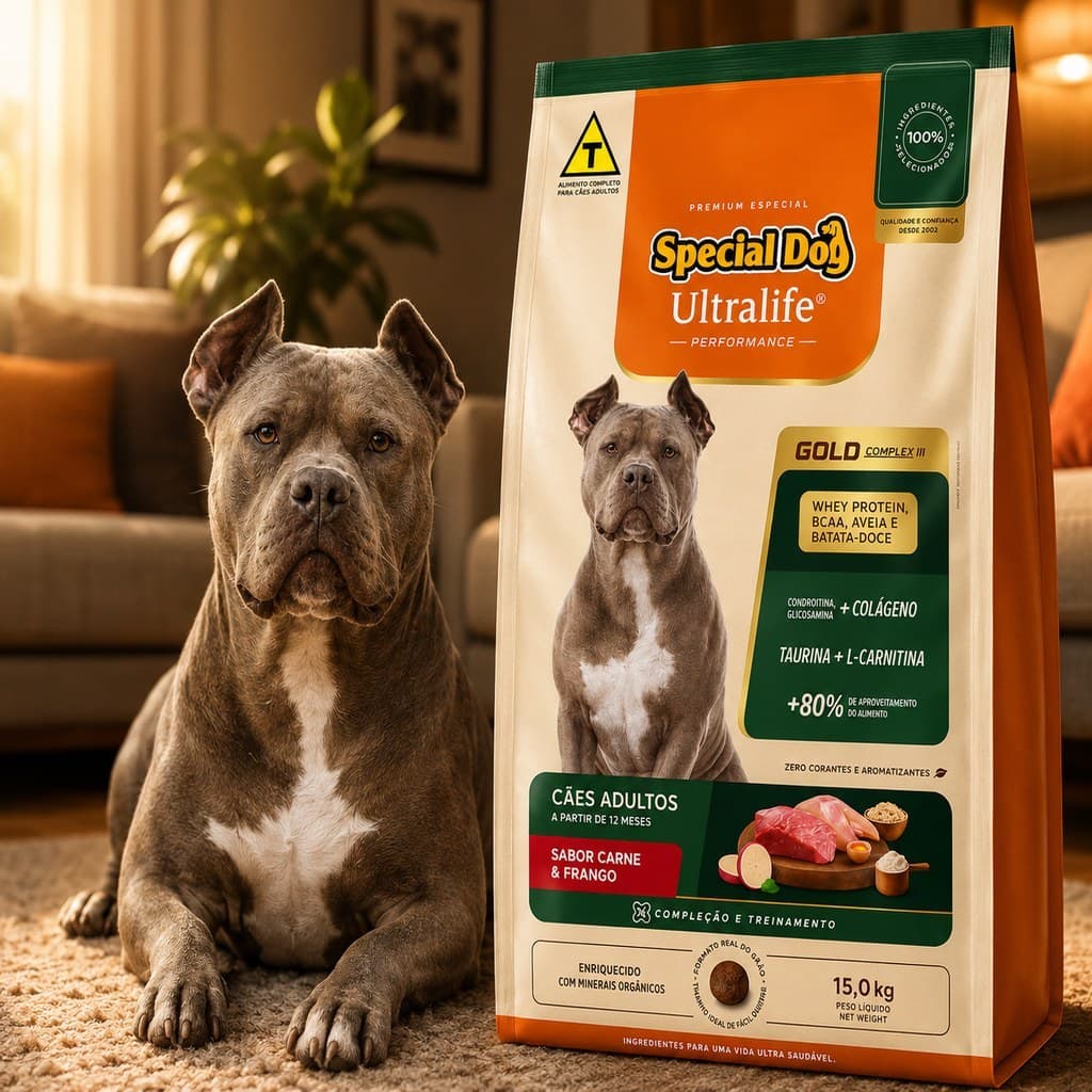 Ração Para Cachorro 15kg Special Dog Ultralife Gold Performance Adulto Carne Frango e Batata Doce