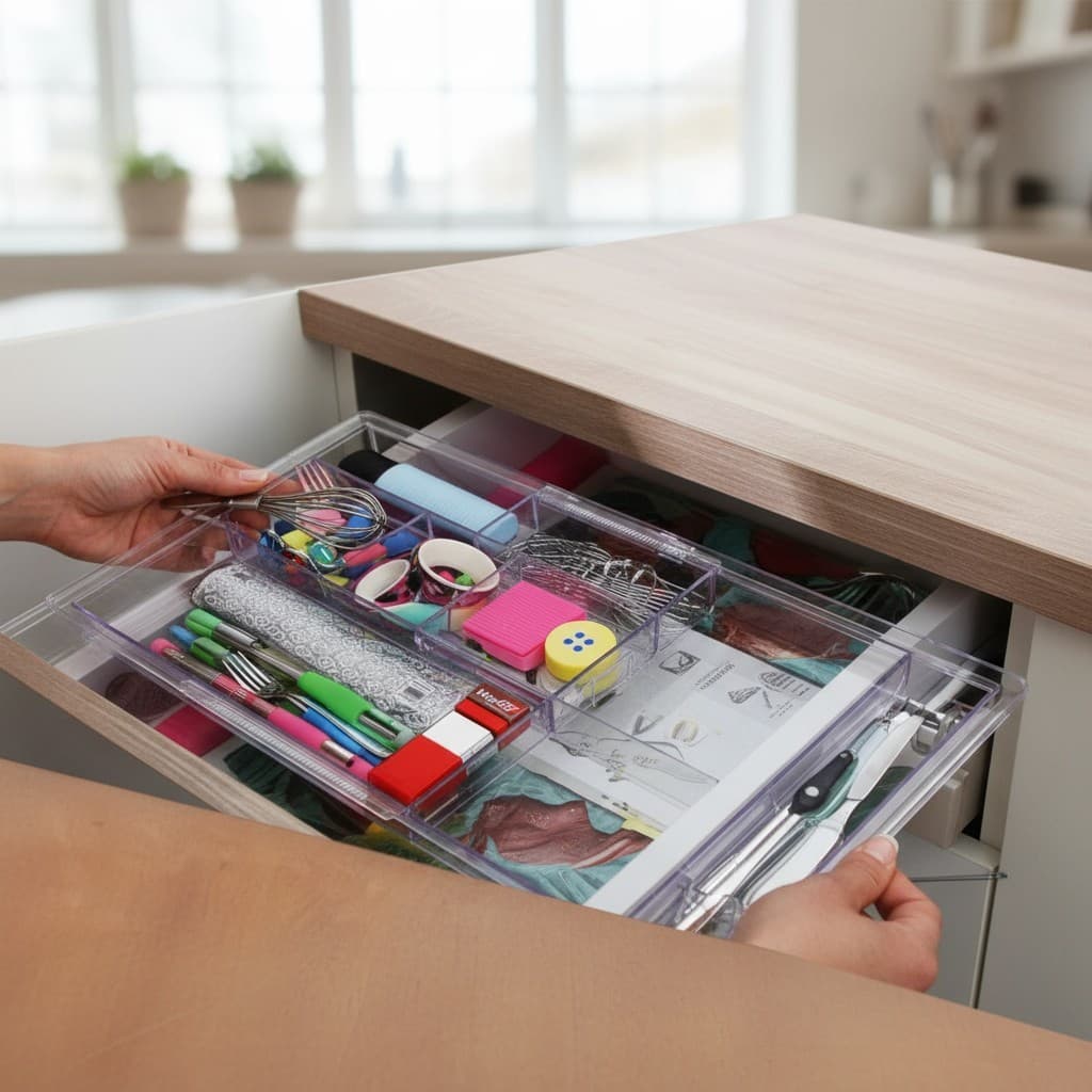 Organizador Gaveta Ampliável Maxcril Transparente 28-47cm Escritório Cozinha Banheiro estudos Waleu