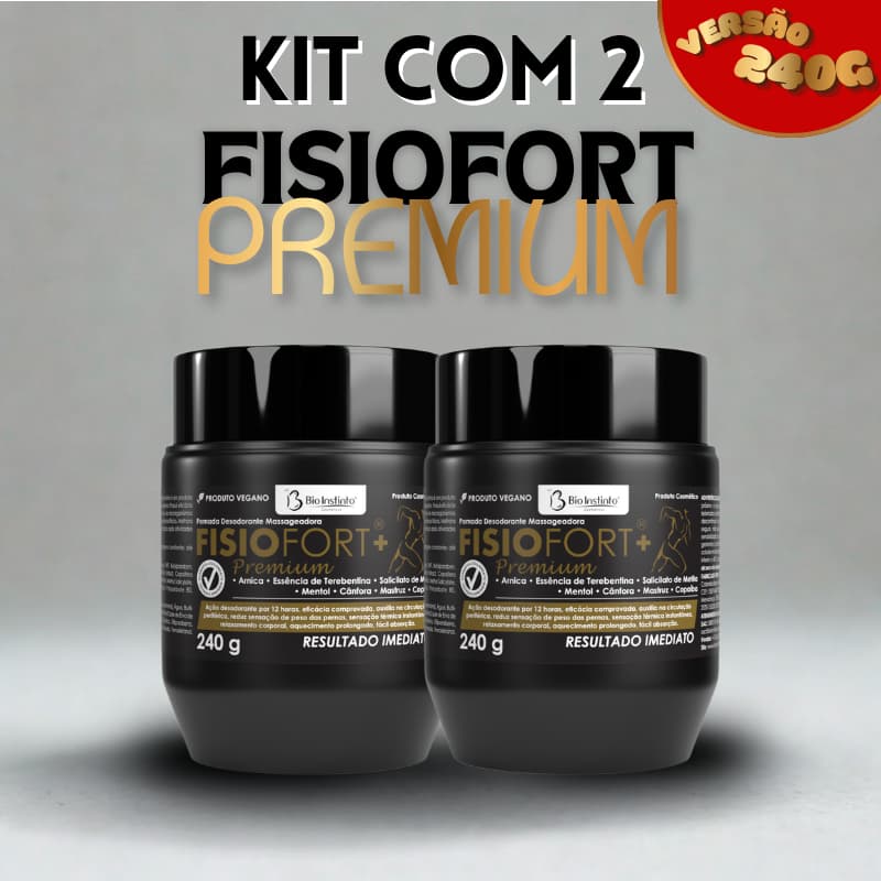 2 UND Fisiofort Premium Bio Instinto 240g - Dores Musculares, Alívio Imediato, Pomada Massageadora