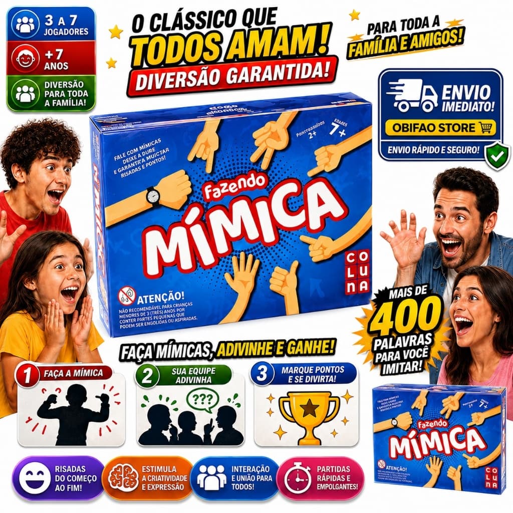 Jogo de Tabuleiro Fazendo Mimica Brincando de Mimica Diversão p/ Família Original Pais e Filhos