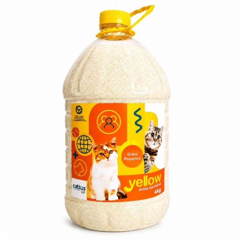 Areia Sanitária Yellow 4 kg Galão Farinha de milho e mandioca