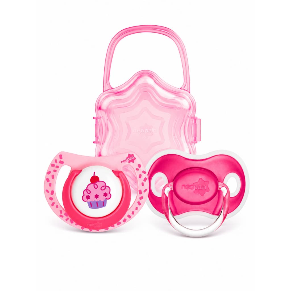 Kit 2 Chupetas Bebê Neopan + Porta Chupeta Bico 100% Silicone Tam +6 meses Livre de BPA