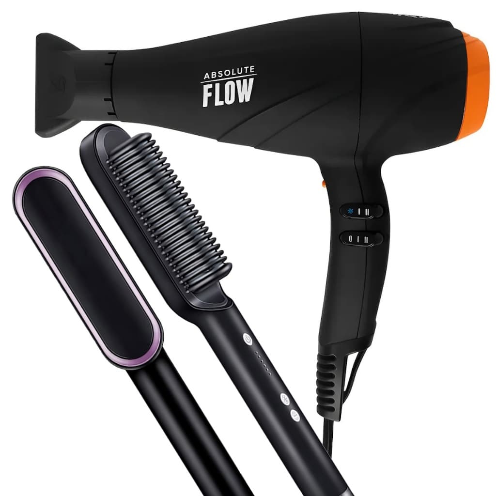 Secador De Cabelo Gama Italy 2300w GBS Barber Absolute Flow Ions Profissional Salão Escova 2 Em 1 Alisadora Hq