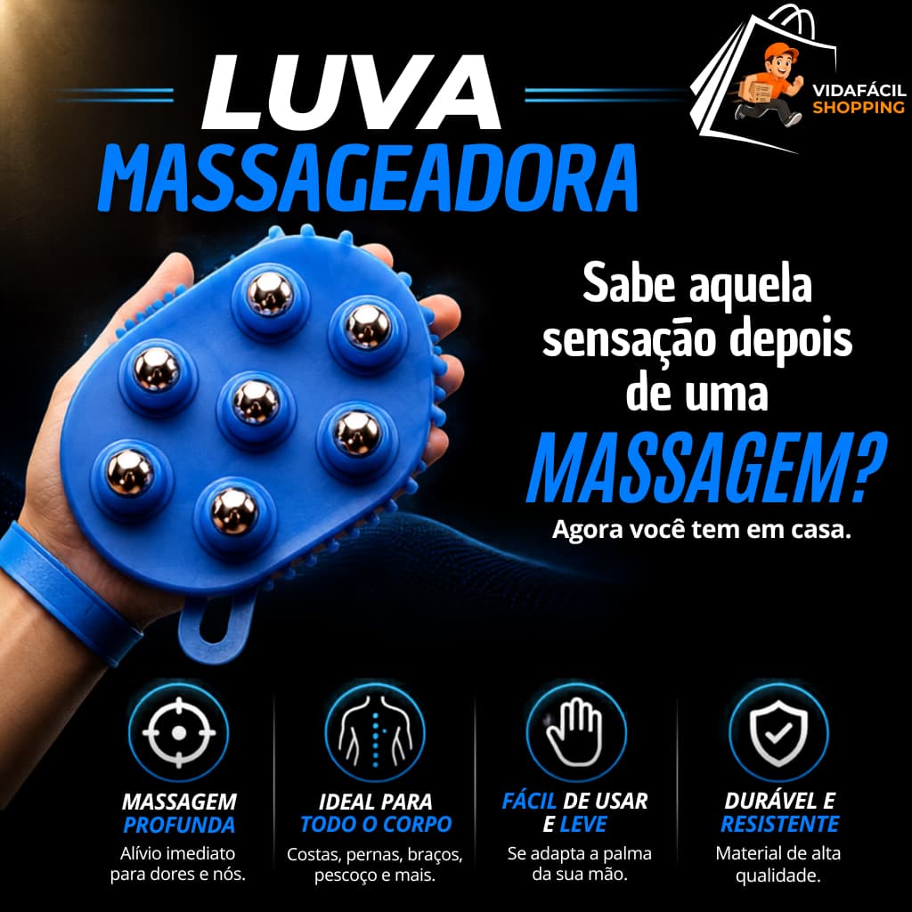 Luva Massageadora Corporal com Esferas — Alívio Imediato para Dores, Nós e Tensão Muscular