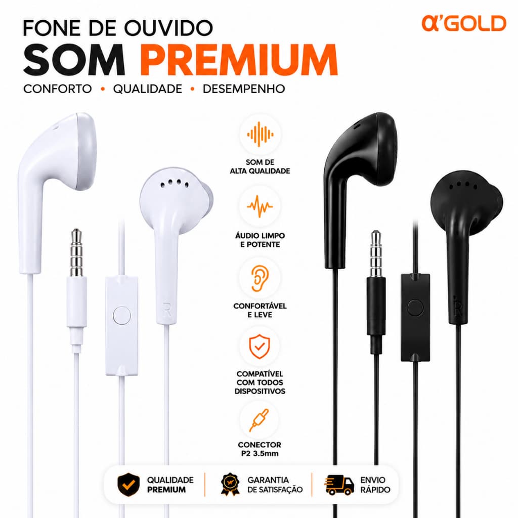 Fone De Ouvido Fio Com Microfone Intra Auricular  P2 3.5mm Celular Notebook Computador Gamer PC