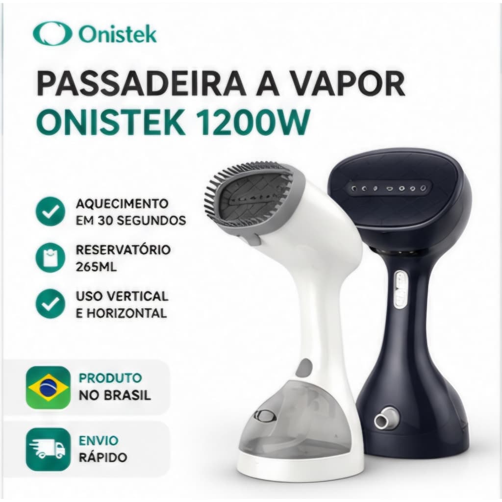 Passadeira A Vapor Portátil Onistek 1200W Vaporizador De Roupas 265ml Bivolt 127V 220V Vapor Forte