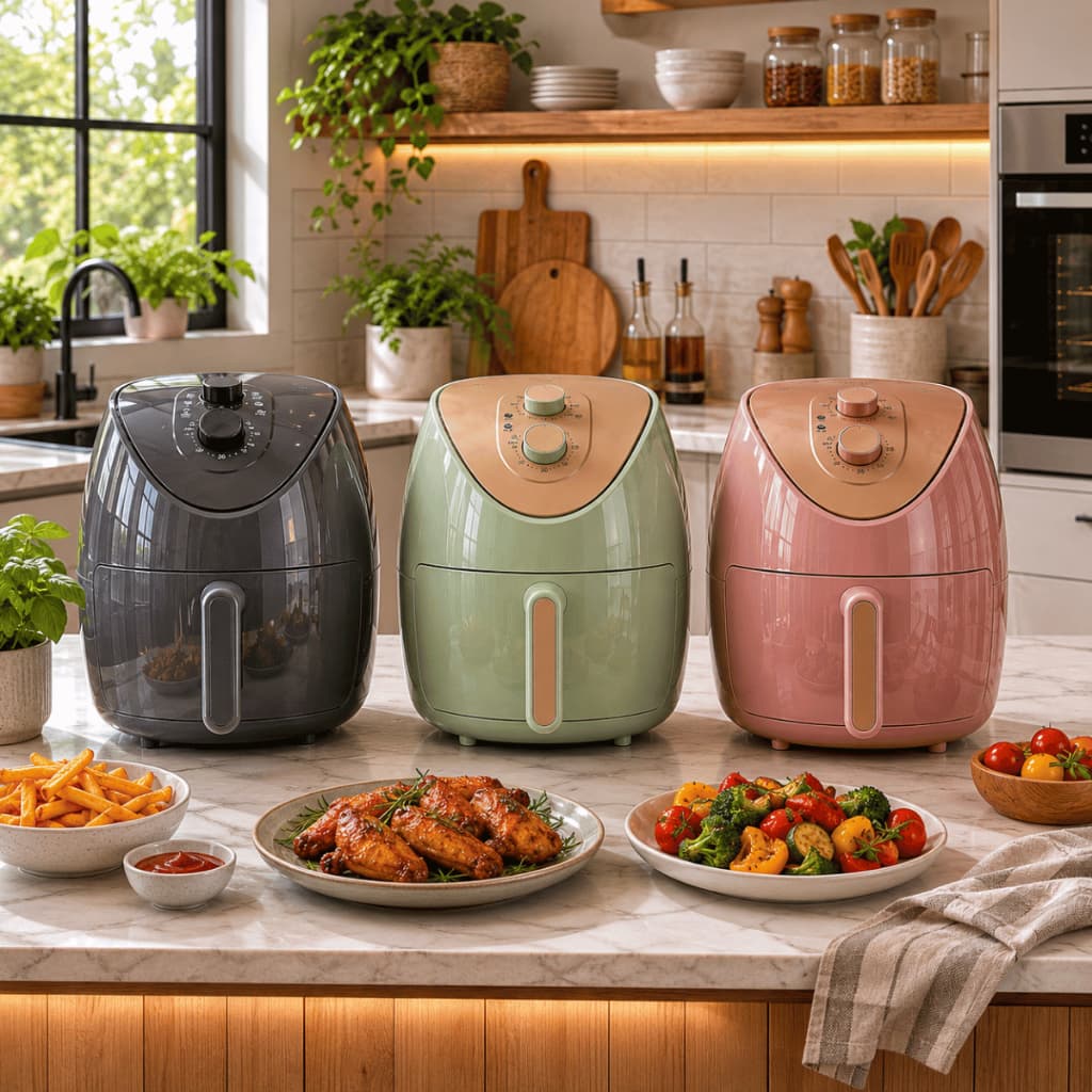 Air Fryer Fritadeira Elétrica Sem Óleo Antiaderente 4L 220V Rosa Cinza Verde Promoção Envio Imediato