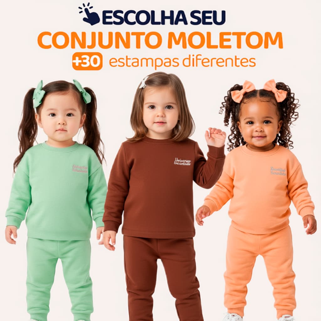 Moletom Minimalista Bebê Menina Neném Blusa e Calça Manga Longa Roupa de Frio Inverno Feminino Lisos L13
