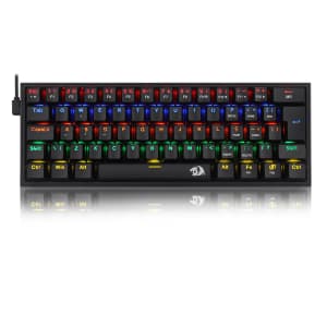 TECLADO MECÂNICO GAMER REDRAGON FIZZ ILUMINAÇÃO RAINBOW PRETO SWITCH MARROM K617-RGB-B (PT-BROWN)