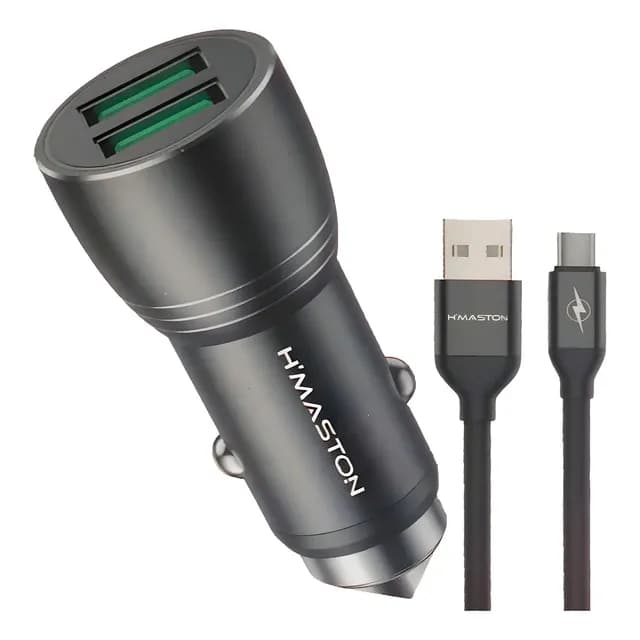 Carregador Veicular Rápido Micro USB V8 H'maston 4.8A com 2 Portas USB