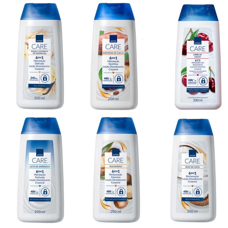 Creme Hidratante Avon Care 6 em 1 200ml – Pele Macia e Hidratada Várias Fragrâncias