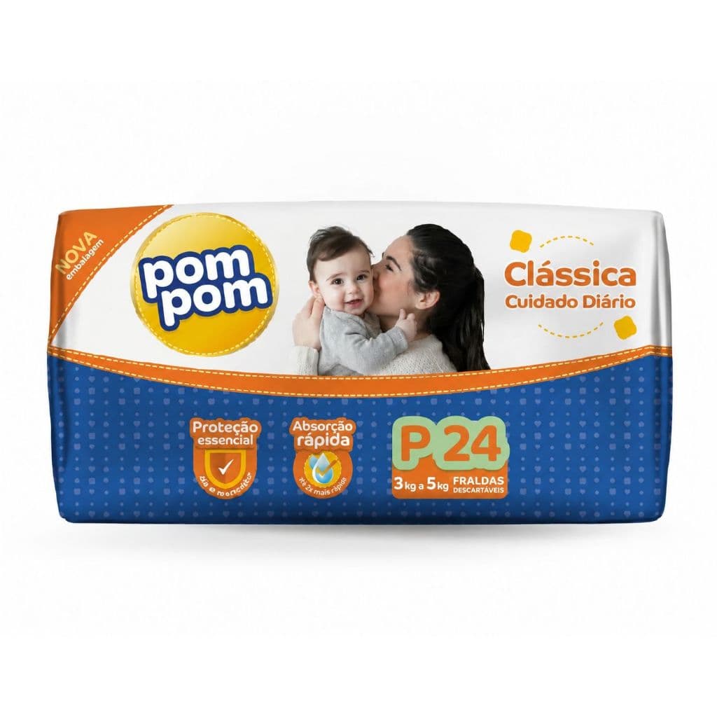 FRALDA POMPOM CLASSICA JUMBO P 24un