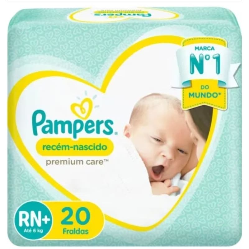 Fralda Pampers Premium Care RN 20 Unidades - Proteção Suave e Indicador de Umidade
