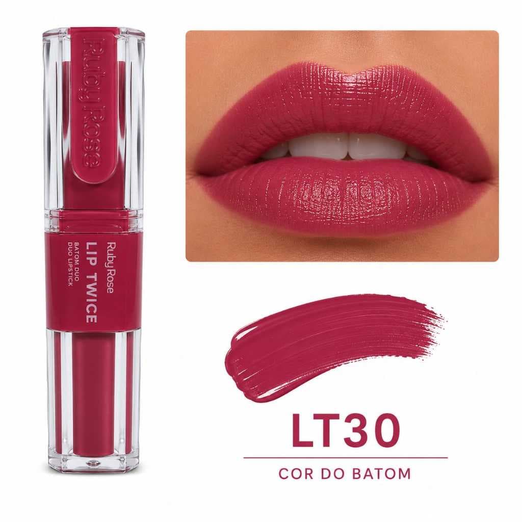 Batom Duo Matte Líquido E Bala Lip Twice Ruby Rose
