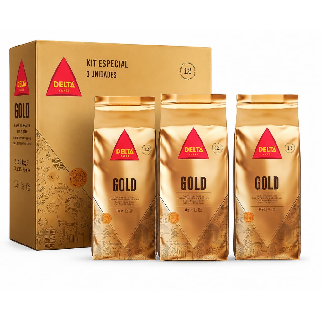 Kit 3x Café Delta Gold 1kg Em Grãos Original Importado Total 3kg