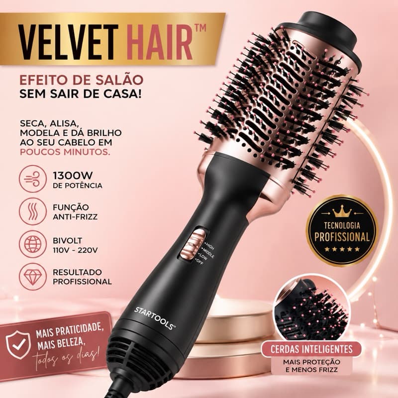 Escova Secadora Cabelo Profissional 1300W Bivolt Alisadora Modeladora Anti Frizz Feminina
