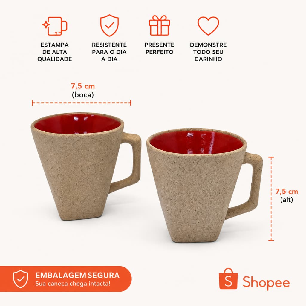 Caneca Texturizada Porcelana Artesanal Orgânica Interior Vermelho Café Chá Presentes Design Rústico
