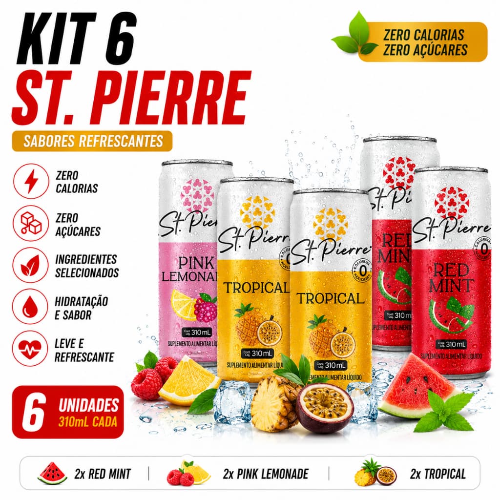 St Pierre Zero Açúcares Bebida Diet Vários Sabores Pack 6x310ml