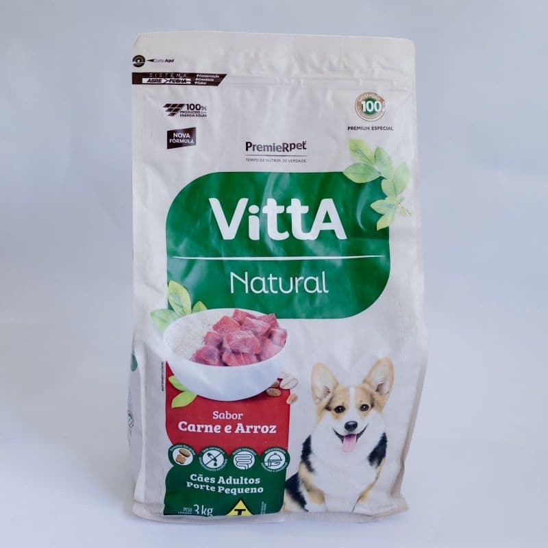 Ração para Cachorro Adulto Porte Pequeno VittA Natural Carne e Arroz 3kg PremieRPet