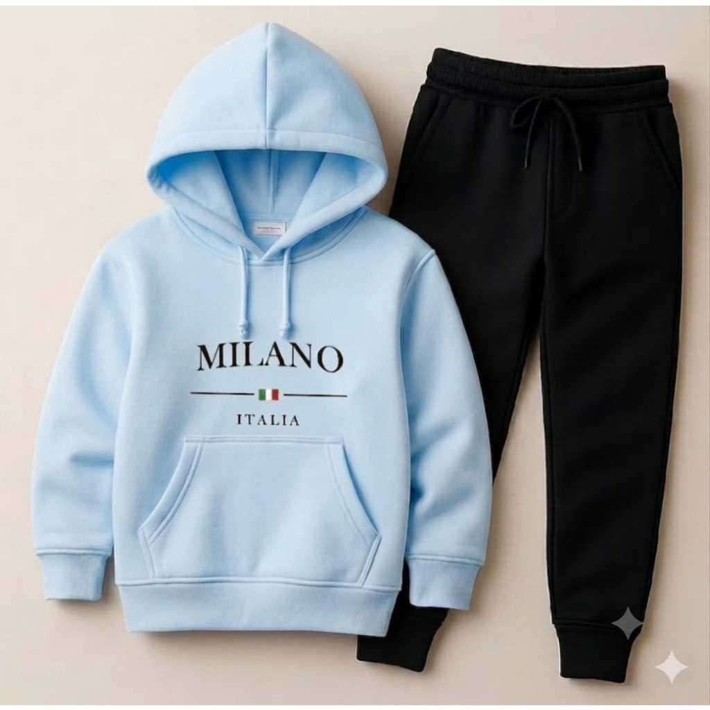 Conjunto Infantil moletom canguru Milano Itália calça de moletom flanelado inverno confortável