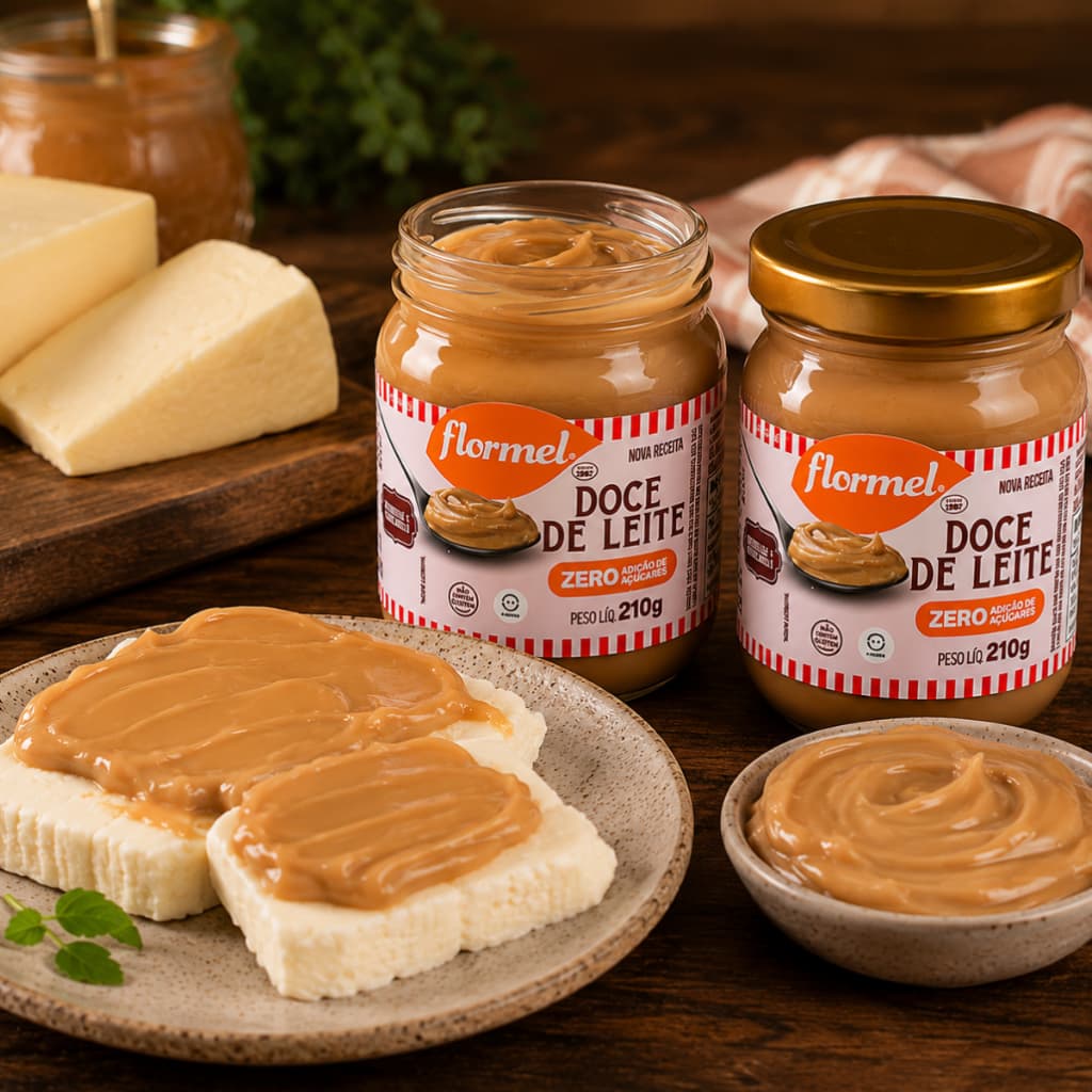 Kit 2 unid Doce de Leite Zero Açúcar Cremoso Sem Gluten Flormel 210g  cada Receitas Fitness Saudável