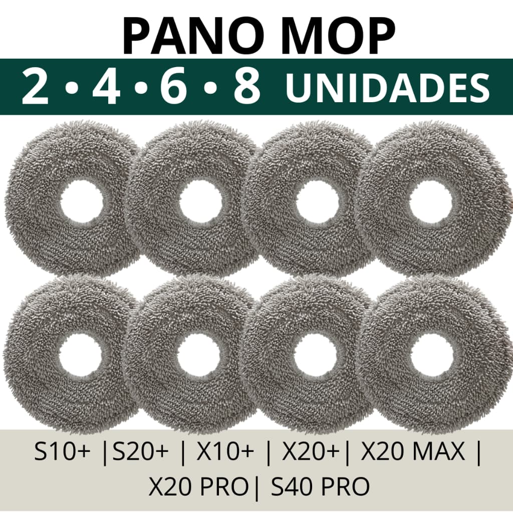 KIT Mop Pano P/ Robô Aspirador Compatível Xiaomi S10+ S20+ X10+ X20+ X20 Max X20 Pro S40 Pro