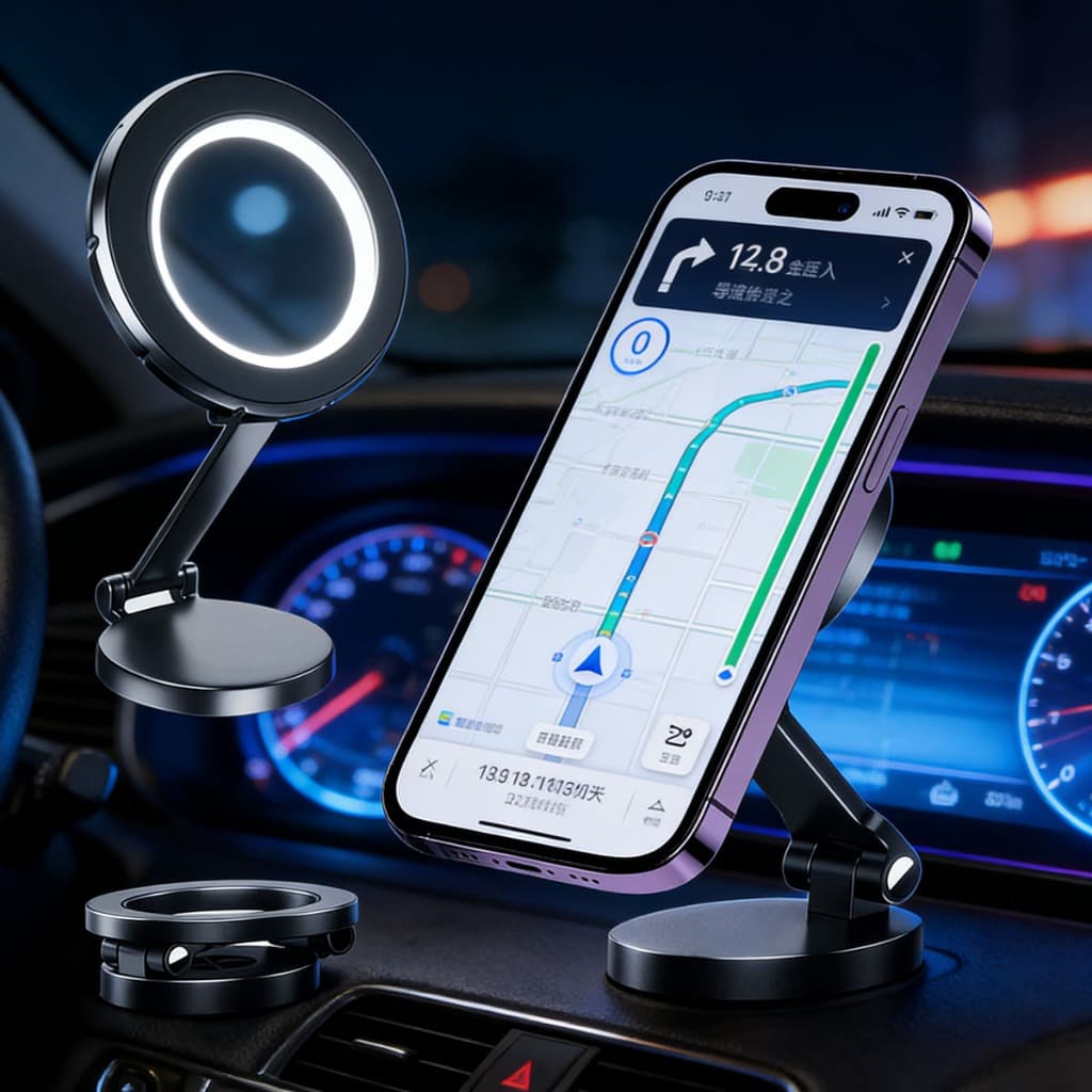 Suporte de celular para carro com ímã forte fixação  360° dobrável e giratório Suporte de navegação