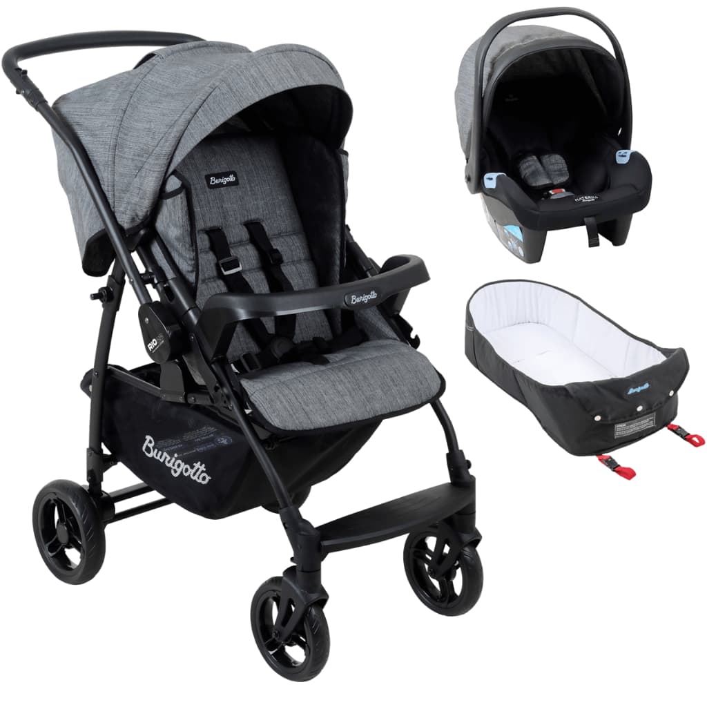Carrinho de Bebe Burigotto Rio K Bebe Conforto Moises Preto
