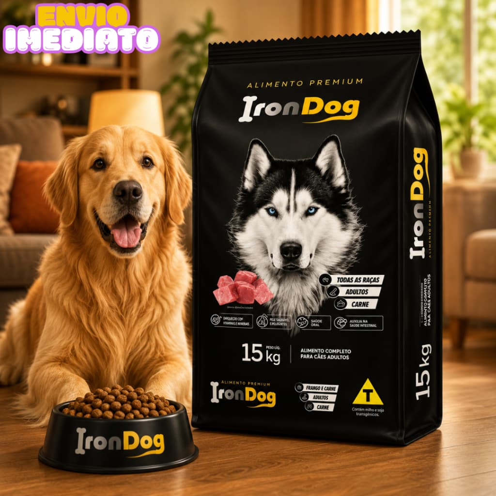 Ração para cães Premium Para Cachorro Adulto 15KG Todas as Raças - Envio Imediato